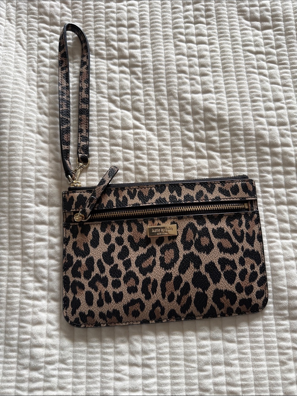 kate spade Leopard Print Wristlet Clutch - Black and Brown
